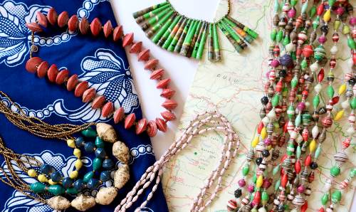 Colourful beads and necklaces