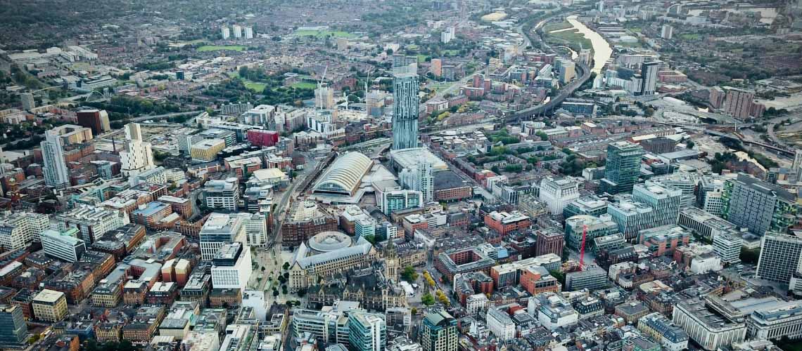 Manchester city landscape from the sky