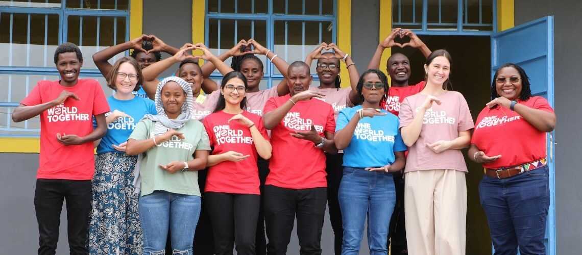 Groups of muliti-racial poeple making a circle sign with their hands
