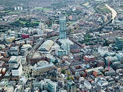 A view of city centre manchester from the air