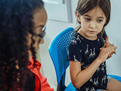 Mother and child talking 