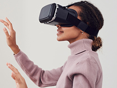 Girl with a VR headset on