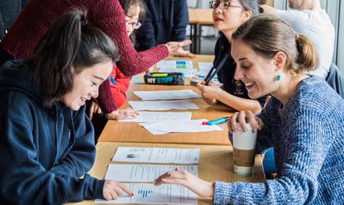 Education students at an event.