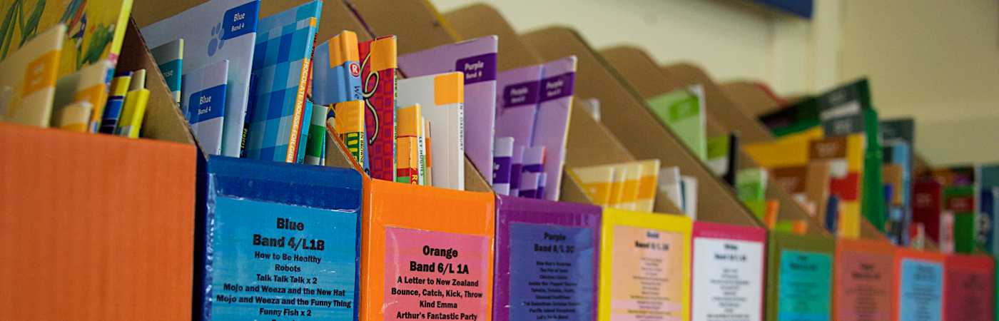 Books in a classroom.