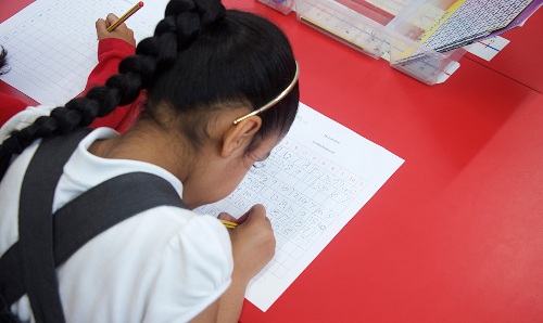 primary pupil in classroom