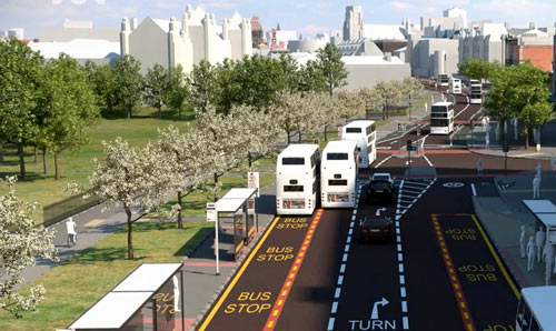 Corridor Manchester bus lane concept renderings