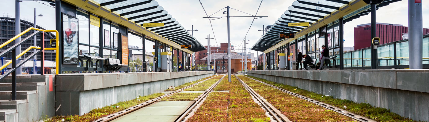 Tram station in Manchester